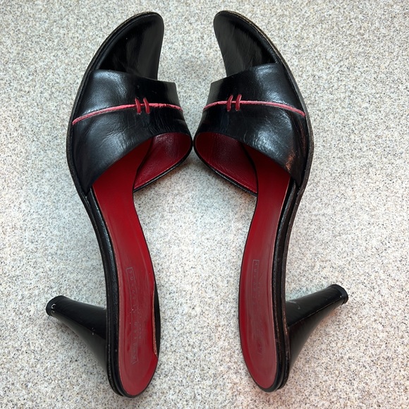 Andrew Stevens Vintage slide on Black and Red heels Size 39 US 8 made in Italy - Picture 7 of 14